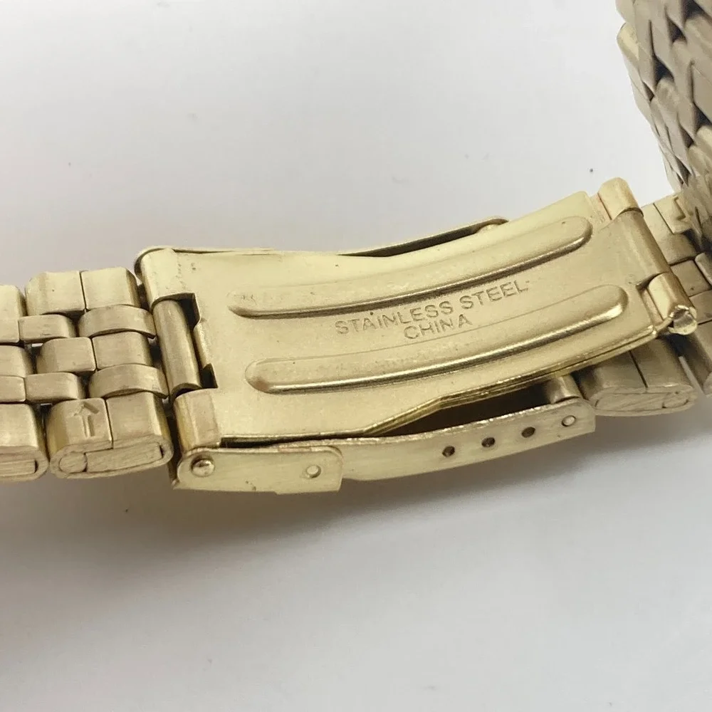 Eclipse Mens Watch 41mm Gold Tone Date Grey Dial 50M WR Classic New Battery 8
